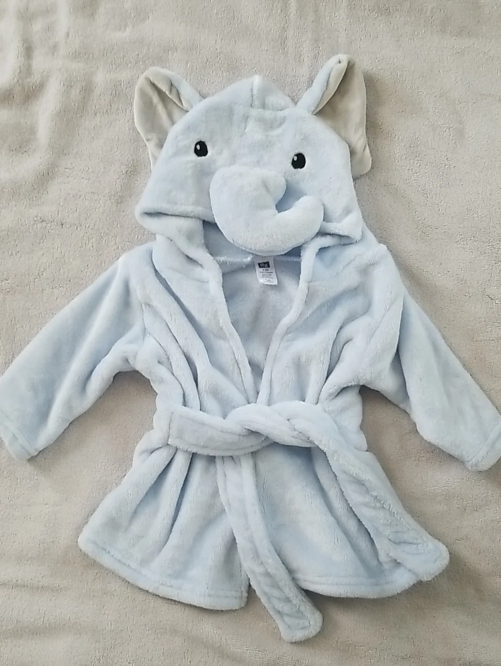 Kids Plush Elephant Hooded Robe - Light Blue